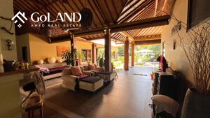 View of open living space from beachfront villa for sale in Amed Bali